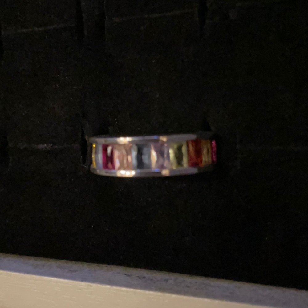 Rainbow ring sterling silver size 7
